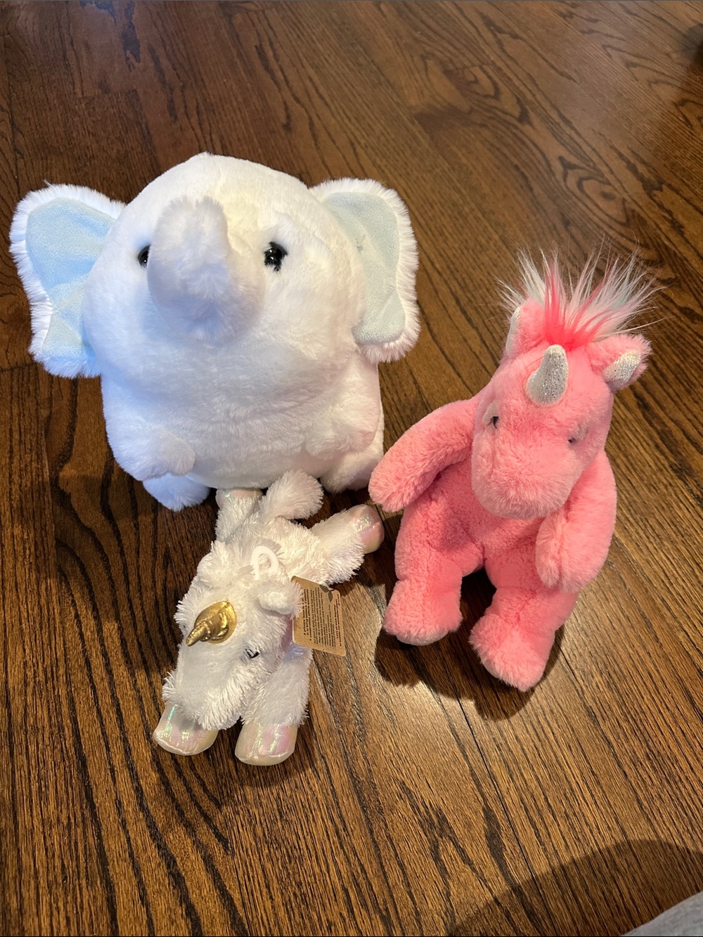Plush Unicorn & Elephant Small Pet Toys - Pink and White